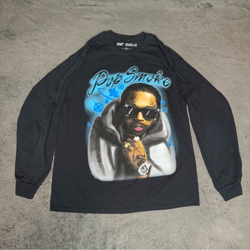 Pop Smoke Black Long Sleeve Graphic Tee